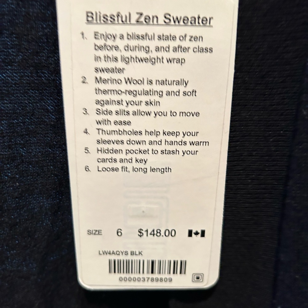 Lululemon Blissful Zen Cardigan size 6